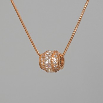 Lanț Xuping cu pandantiv din strasuri albe și cristale, diametrul 8,5 × 9 mm, lungimea 39–45 cm, grosimea 1 mm