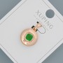 Pandantiv Xuping cu cristal verde și strasuri albe, diametru 14 mm, lungime 20 mm, placare cu aur de 18K