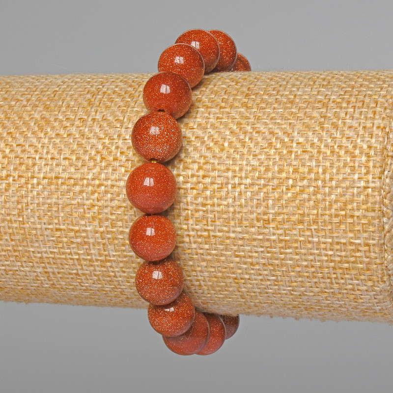 Brățară Aventurin Nisip de Aur (sintetic) bile netede, diametrul 10 mm +/-, lungime 18 cm +/- (elastic)