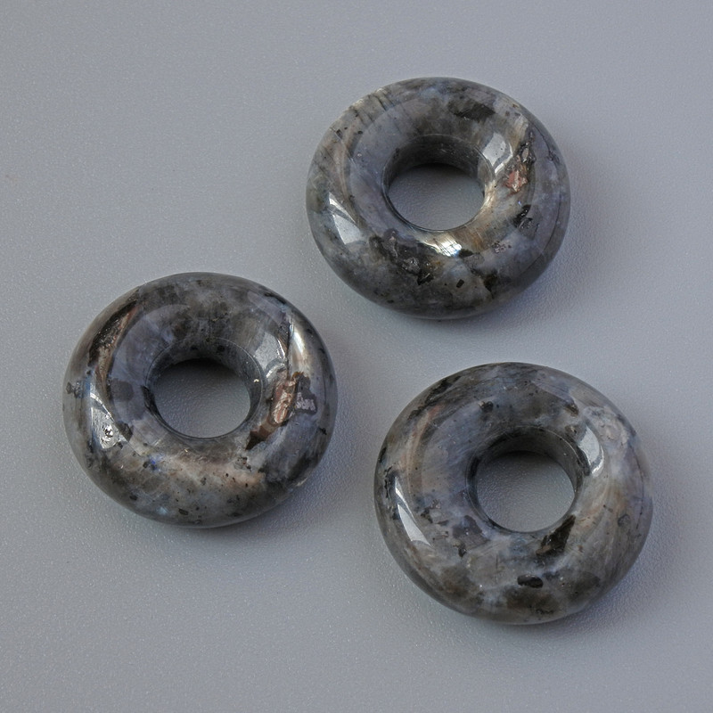 Mărgea Pandora din labradorit, piatră naturală, diametrul 15x5 mm, diametrul orificiului 5,2 mm+