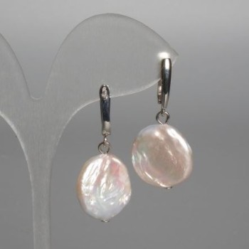 Cercei baroce cu perle, nuanță benzină, diametru 19×23 mm, lungime aproximativă de 40 mm, închidere engleză