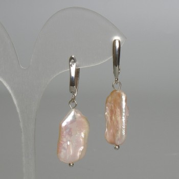 Cercei baroci cu perle în nuanță de benzină, diametrul 14×22 mm, lungime 42 mm, închidere engleză