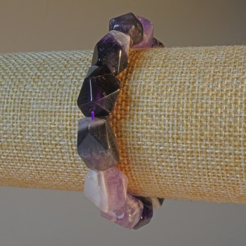 Браслет Аметист натуральний камінь багатогранний, діаметр 12х15мм+-, довжина 18см+- (стрейч)