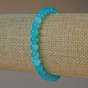 Brățară din acvamarin natural, mărgele lucioase de 6 mm diametru, lungime 18 cm +/- (elastic)