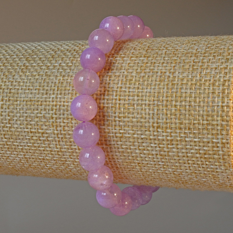 Brățară din ametist lavandă, piatră naturală, mărgele netede, diametrul de 8,5 mm, lungime 18 cm ± (elastic)