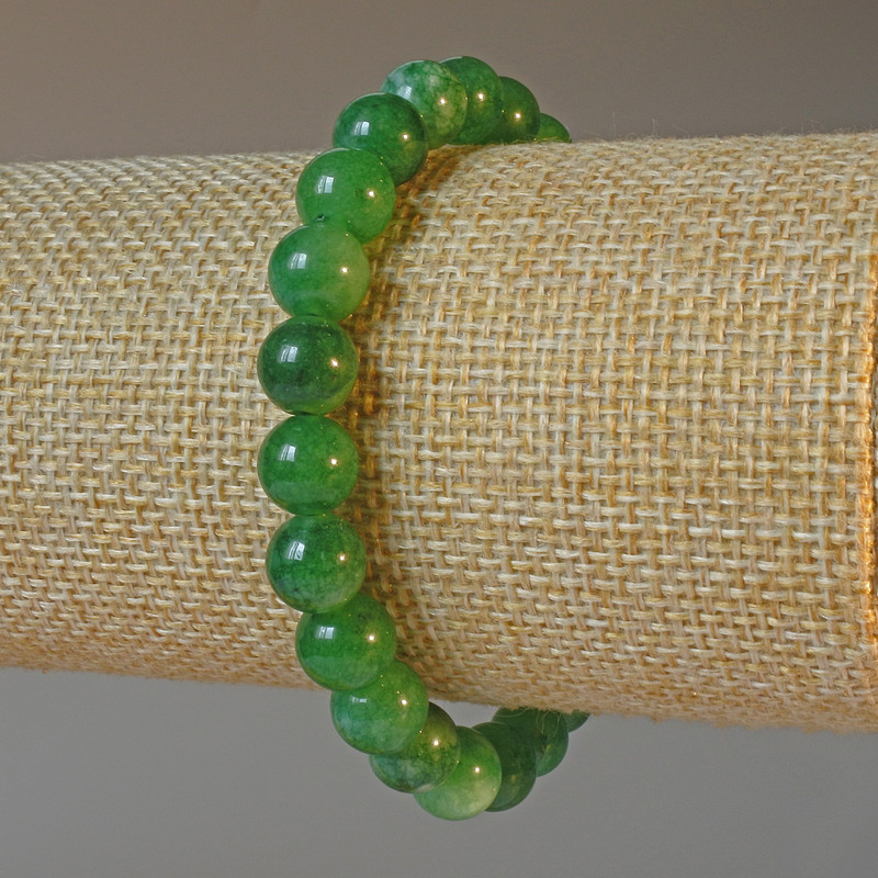 Brățară din crizoprază naturală, mărgele netede, diametrul 8 mm, lungime 18 cm, elastică
