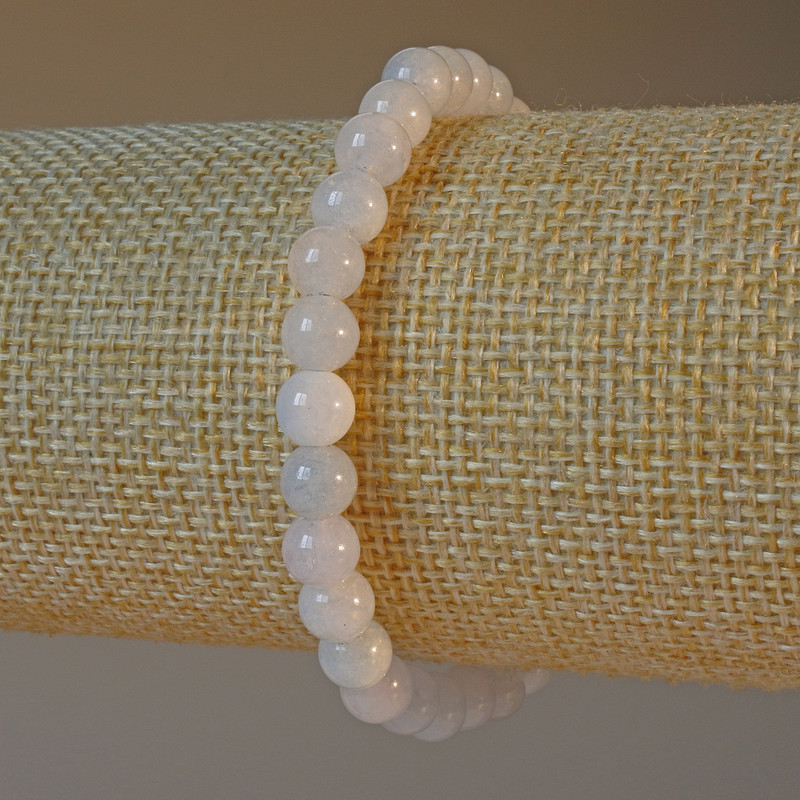 Brățară din acvamarin natural, mărgele netede, diametrul 6,5 mm, lungimea 18 cm (elastică)