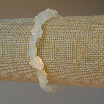 Браслет Гірський Кришталь та Аквамарин натуральний необроблений камінь галтівка, діаметр 6х8мм+-, довжина 18см+- (стрейч)