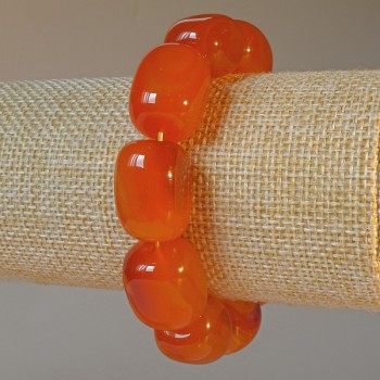 Brățară din agat portocaliu, piatră naturală, baton, dimensiuni 15x19 mm, lungime 18 cm, elastic