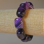 Brățară din agat mov, piatră naturală, bucăți 15×19 mm, lungime 18 cm, șnur elastic