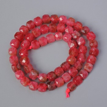 Mărgele din turmalină polihromă, tăiate cu fațe, diametru 7 mm, lungime 40 cm, pe șnur