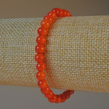 Brățară din jasp roșu (presat) cu bile netede, diametrul 6 mm, lungime 18 cm (elastic)