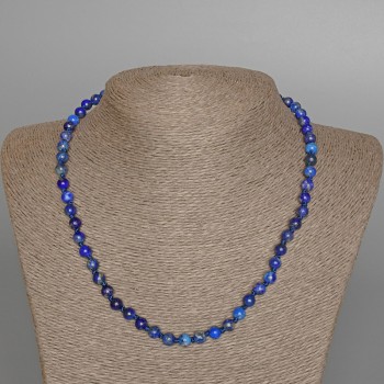 Colier din lapislazuli natural, mărgele netede, diametru 6,5 mm, lungime 47 cm