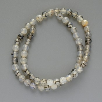 Mărgele din agat „Venele Dragonului” – formă sferică netedă, diametru aproximativ 6 mm, lungime aproximativă 36 cm, pe fir