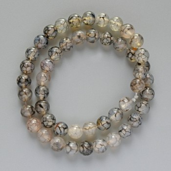 Mărgele de agat „Venele Dragonului”, sferice netede, diametrul 8 mm, lungime 38 cm, pe fir