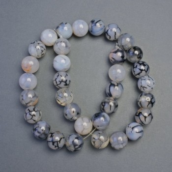 Mărgele de agat „Venele Dragonului” 12 mm, netede