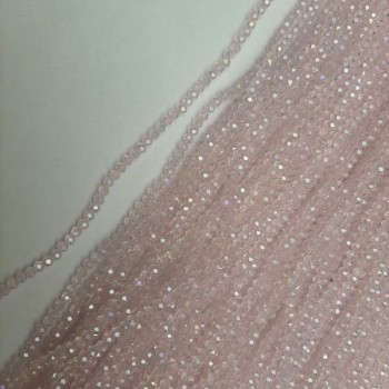 Mărgele din cristal ceh roz translucid, facetate, rondel cu nuanță de benzină, diametrul 3,5×3 mm, lungime 39 mm, pe fir