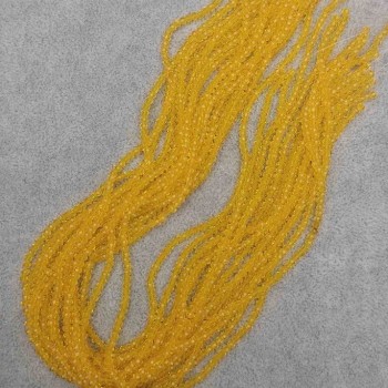 Mărgele din cristal ceh, galbene, transparente, facetate, rondel, diametrul 3×2,5 mm, lungime 40 mm, pe fir