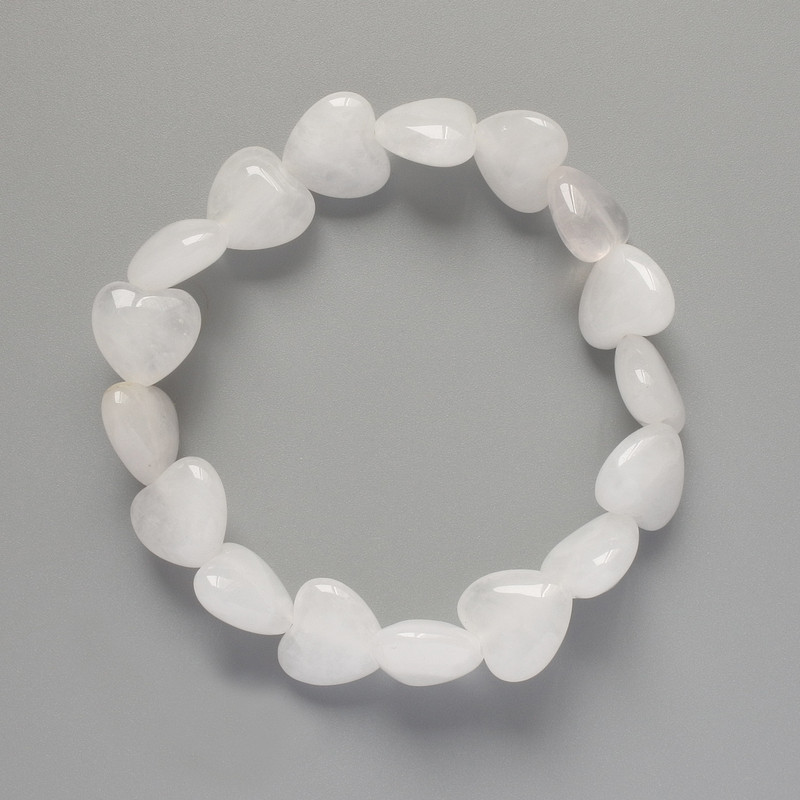 Brățară «Inimă» din cristal de munte, piatră naturală, diametrul 12x12x6 mm, lungime 18 cm +- (elastic)