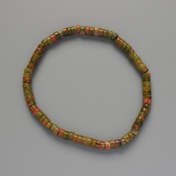 Brățară din jasp heliotrop, piatră naturală, discuri, diametrul 4,5×2,5 mm, lungime 18 cm, elastică