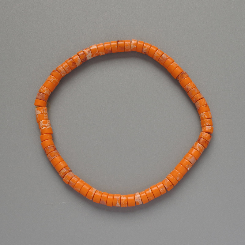Brățară din varisit portocaliu (presat) disc, diametrul 4,5×2,5 mm, lungime 18 cm, pe bază elastică
