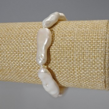 Brățară din perle baroce cu nuanță «benzină», diametrul 10x26 mm +/-, lungimea 18 cm +/- (pe elastic)