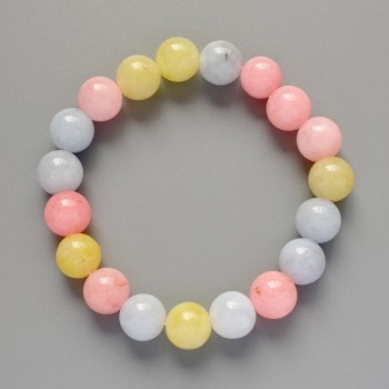 Brățară din morganit, bile lucioase, diametru de 10,5 mm, lungime 18 cm, +/- (elastic)