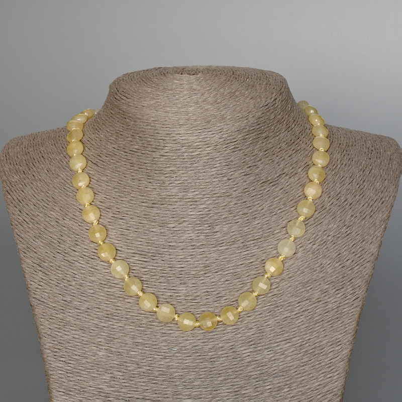 Colier din citrin natural, monede tăiate, diametrul 8,5×5,5 mm, lungime 47 cm +/-