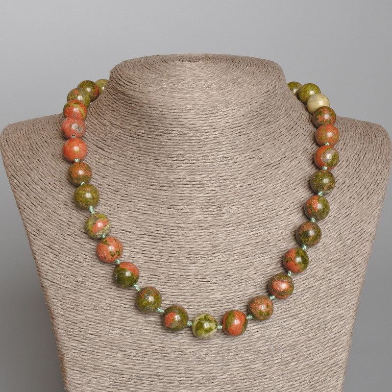 Colier din jasper heliotrop, piatră naturală, mărgele netede, diametrul de aproximativ 12,5 mm, lungime 50 cm