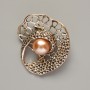Broșă Accent cu mărgea galbenă, metal auriu, 41×39 mm