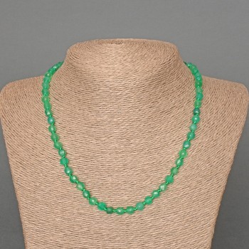 Colier din hrizoprază, piatră naturală, mărgele cubice tăiate, diametrul aproximativ 5 mm, lungime 48 cm