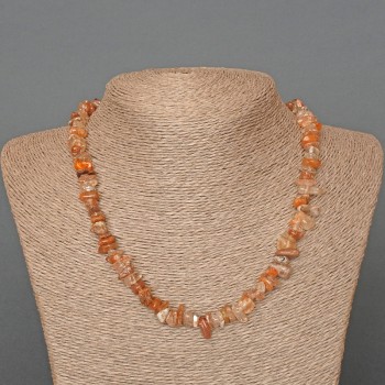 Colier din cuarț rutilit, aspect păr, granule de piatră naturală, diametru aproximativ 8×3 mm, lungime 46 cm