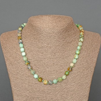 Намисто Хризокола Лазурит натуральний камінь гранований кубик, діаметр 7мм+-, довжина 50см+