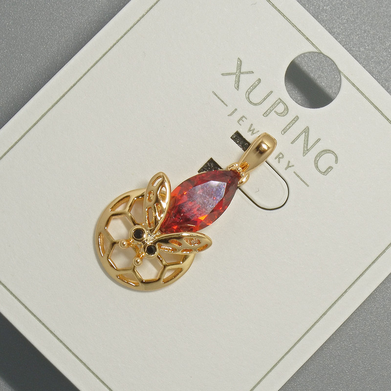 Pandantiv «Albina» Xuping cu cristal roșu, diametrul 12×20 mm, lungimea 26 mm, placare cu aur 18K