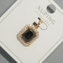 Pandantiv Xuping cu cristal negru și strasuri albe, diametrul 13x15 mm, lungimea 23 mm, placare cu aur 18K