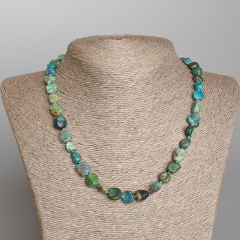 Намисто Хризокола натуральний камінь галтівка, діаметр 8х10мм+-, довжина 48см+