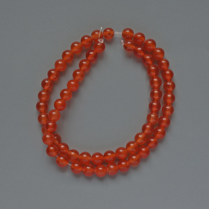 Mărgele carneol artificiale, bile netede, diametrul 6 mm, lungime 38 cm, pe fir