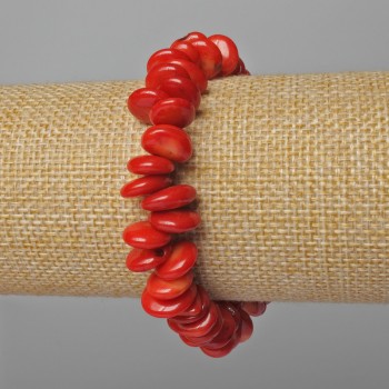 Brățară din coral natural, ovală, diametrul 12×4 mm, lungime 18 cm ± (elastică)