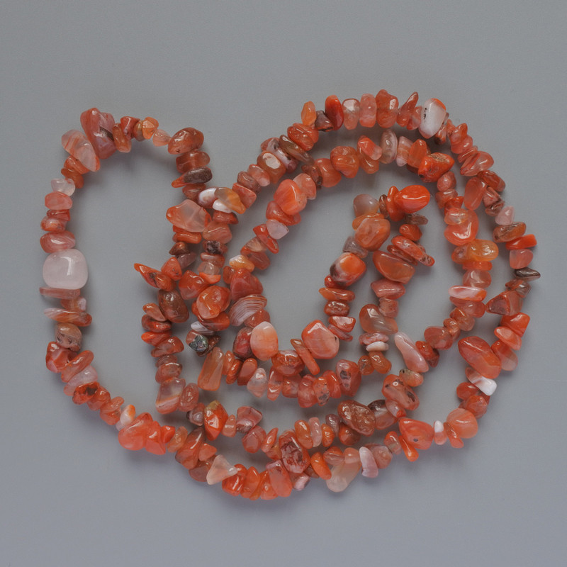 Mărgele carneol, piatră naturală, fragment, diametru 8x4 mm, lungime 78 cm, pe fir