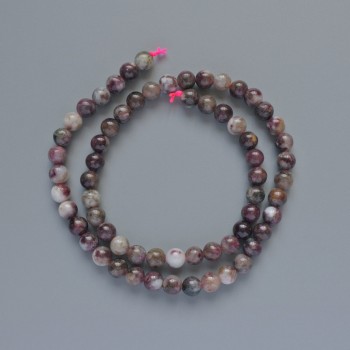 Mărgelele de turmalin, piatră naturală, bile lucioase, diametrul 6 mm ±, lungimea 39 cm ±, pe șnur