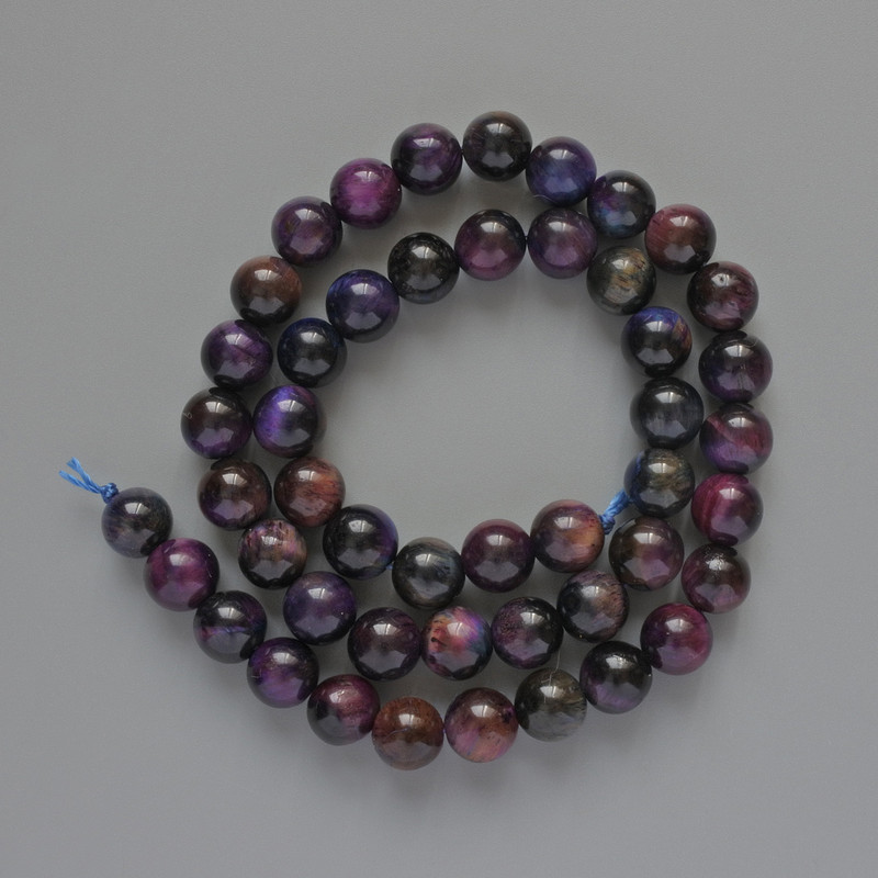 Mărgele multicolore din piatră naturală, ochi de pisică, bilă netedă, diametrul 8,5 mm, lungimea 38 cm, pe fir