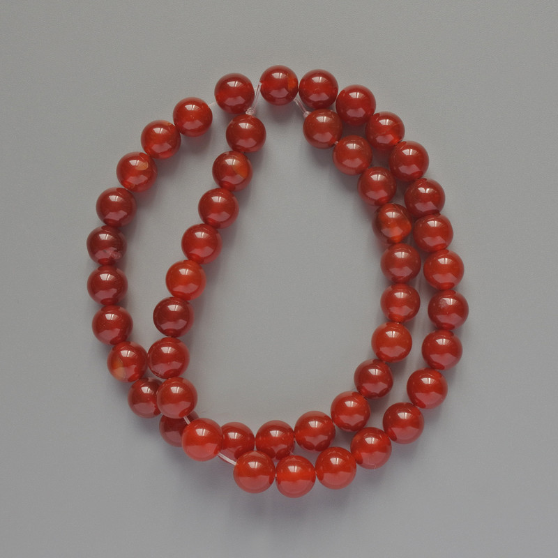 Mărgele de carneol, piatră naturală, sferice netede, diametrul 8 mm, lungime 36 cm, pe fir