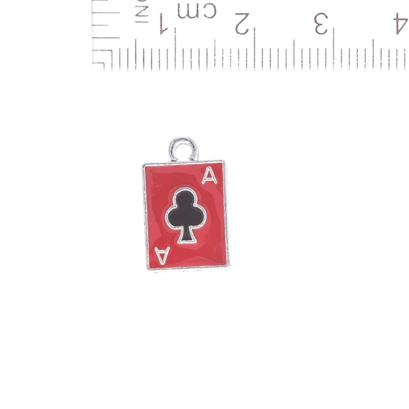 Pandantiv As de treflă 11×17 mm, set de 5 bucăți