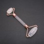 Masajer cu role din piatră naturală – Cristal de munte, lungime 14,5 cm, culoare cupru a elementelor metalice