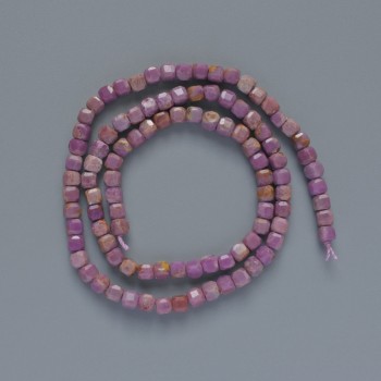 Mărgele din fosfosiderit natural, cuburi facetate, diametrul de 4 mm ±, lungimea 39 cm ± pe șnur