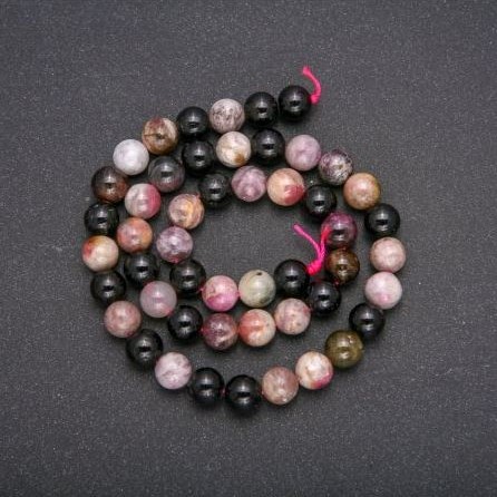 Mărgele din turmalin natural, sferice netede, diametrul de 8,5 mm, lungimea 39 cm