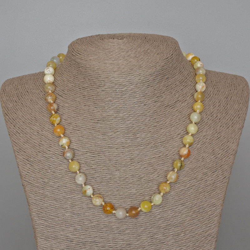 Colier din opal galben natural, bile netede, diametrul 8 mm, lungime 48 cm