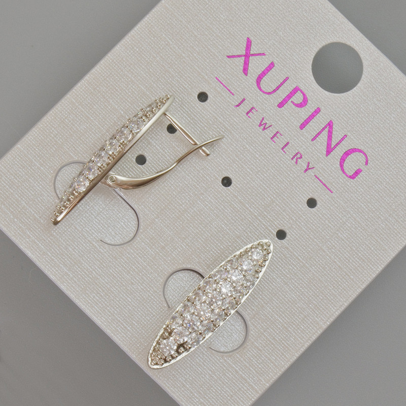 Cercei Xuping cu cristale albe, diametrul 23x6 mm ± rodiu