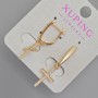 Cercei Xuping „Crucea” cu strasuri albe, diametrul 15,5×10 mm, lungimea 33 mm, placare cu aur 18K