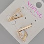 Cercei Xuping cu strasuri albe, diametrul de aproximativ 19×15 mm, placare cu aur 18K